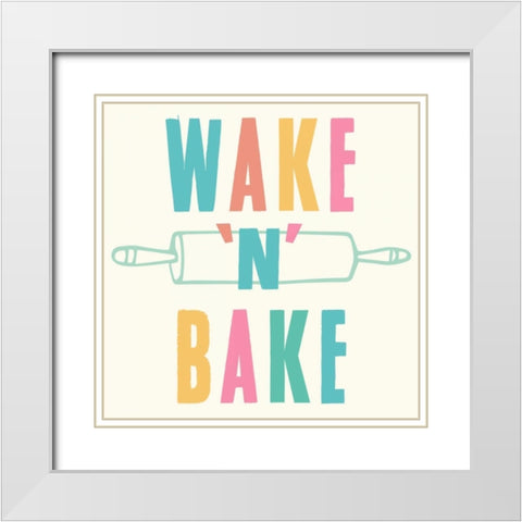 Wake n Bake White Modern Wood Framed Art Print with Double Matting by Z Studio
