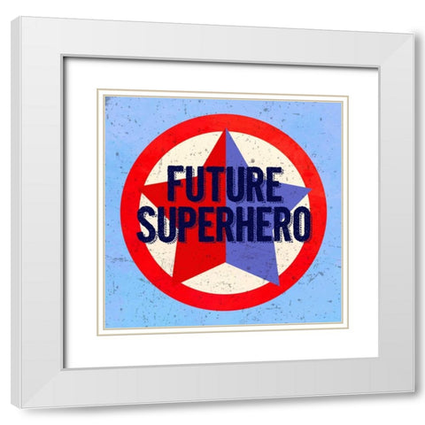 Future Superhero White Modern Wood Framed Art Print with Double Matting by Z Studio