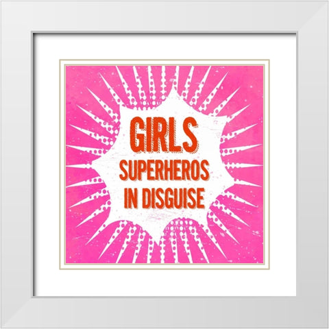 Girls, Superheros in Disguise White Modern Wood Framed Art Print with Double Matting by Z Studio