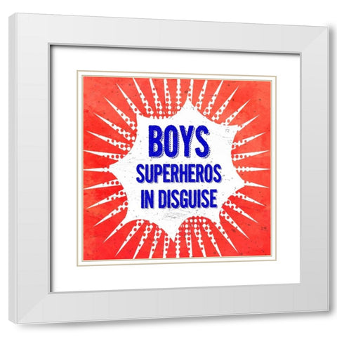 Boys, Superheros in Disguise White Modern Wood Framed Art Print with Double Matting by Z Studio