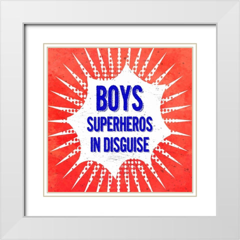 Boys, Superheros in Disguise White Modern Wood Framed Art Print with Double Matting by Z Studio