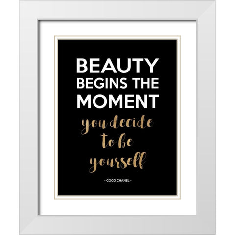 Be Yourself, Gold White Modern Wood Framed Art Print with Double Matting by Z Studio