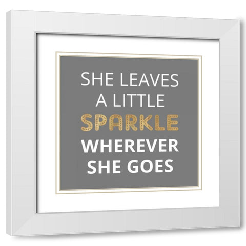 Sparkle, Gold White Modern Wood Framed Art Print with Double Matting by Z Studio