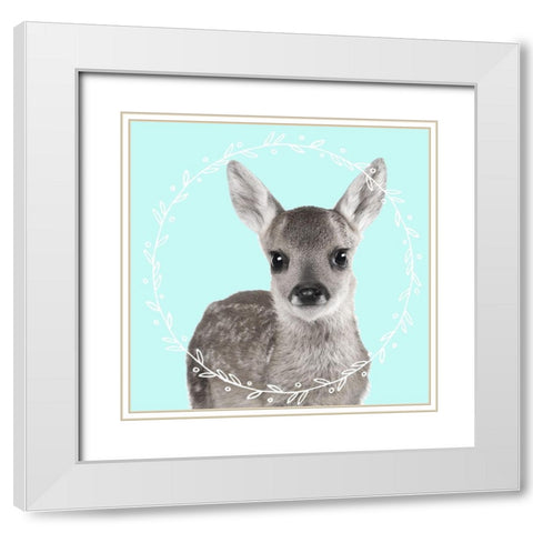 Fawn Dreams White Modern Wood Framed Art Print with Double Matting by Z Studio