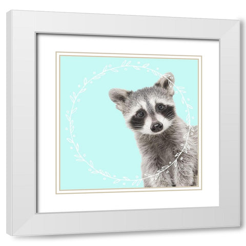 Raccoon Dreams White Modern Wood Framed Art Print with Double Matting by Z Studio