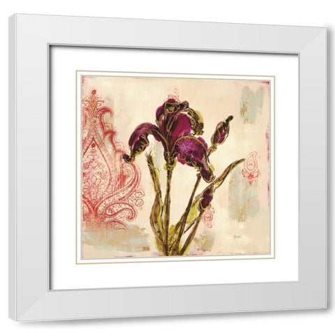 Iris Paisley 1 White Modern Wood Framed Art Print with Double Matting by Dos Santos, Bella