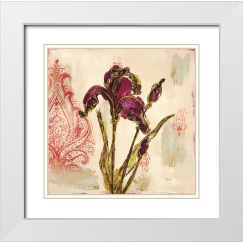 Iris Paisley 1 White Modern Wood Framed Art Print with Double Matting by Dos Santos, Bella