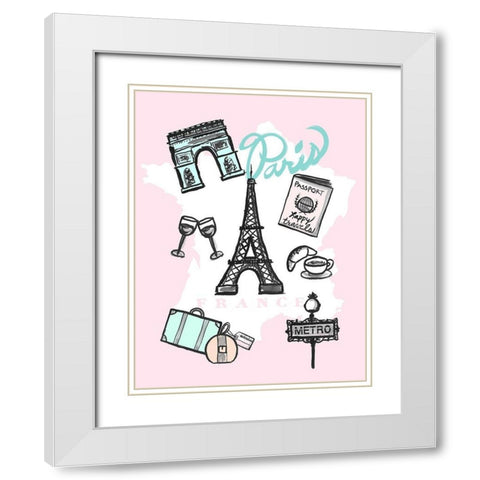 Pastel Paris White Modern Wood Framed Art Print with Double Matting by Dos Santos, Bella