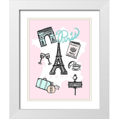 Pastel Paris White Modern Wood Framed Art Print with Double Matting by Dos Santos, Bella