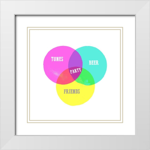 Venn Party Diagram White Modern Wood Framed Art Print with Double Matting by Dos Santos, Bella