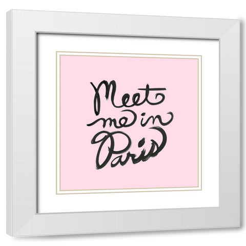 Meet Me In Paris White Modern Wood Framed Art Print with Double Matting by Dos Santos, Bella