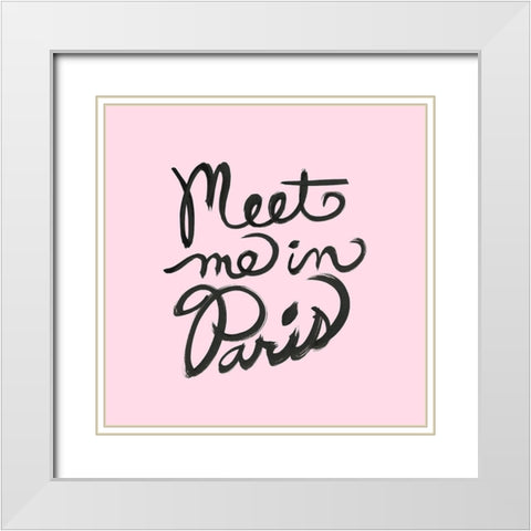 Meet Me In Paris White Modern Wood Framed Art Print with Double Matting by Dos Santos, Bella