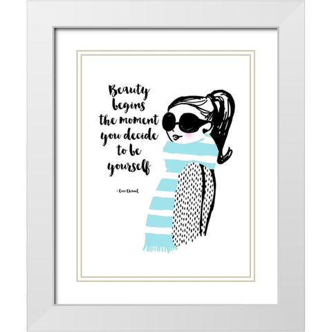 Decide To Be Yourself White Modern Wood Framed Art Print with Double Matting by Dos Santos, Bella