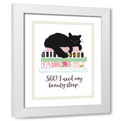 Beauty Sleep White Modern Wood Framed Art Print with Double Matting by Dos Santos, Bella