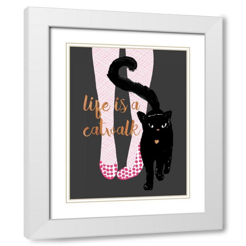 Catwalk White Modern Wood Framed Art Print with Double Matting by Dos Santos, Bella