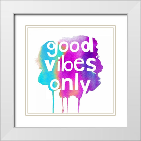 Good Vibes Only White Modern Wood Framed Art Print with Double Matting by Dos Santos, Bella