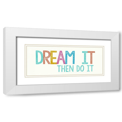 Dream It White Modern Wood Framed Art Print with Double Matting by Dos Santos, Bella