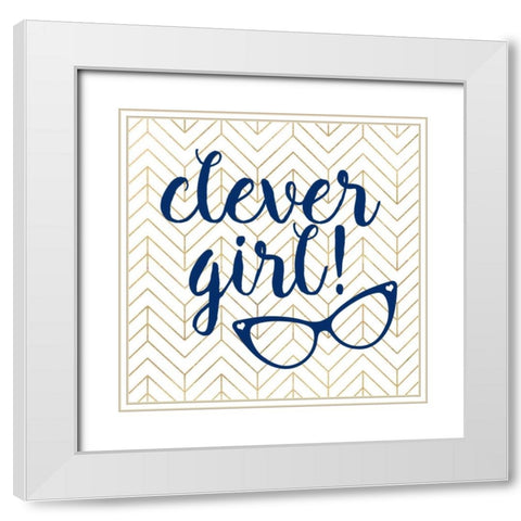 Clever girl! White Modern Wood Framed Art Print with Double Matting by Dos Santos, Bella