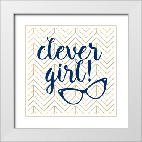 Clever girl! White Modern Wood Framed Art Print with Double Matting by Dos Santos, Bella