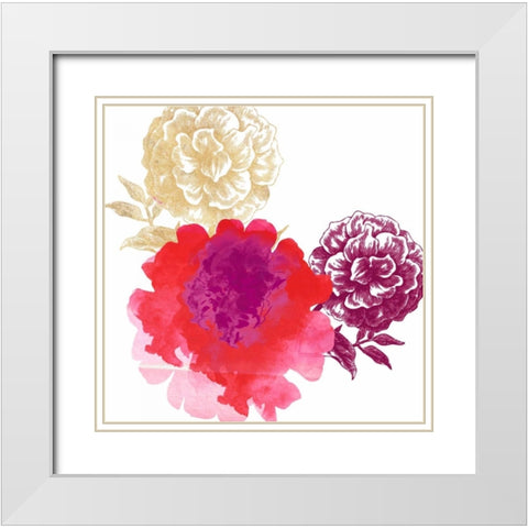 Happy Garden Reds White Modern Wood Framed Art Print with Double Matting by Dos Santos, Bella