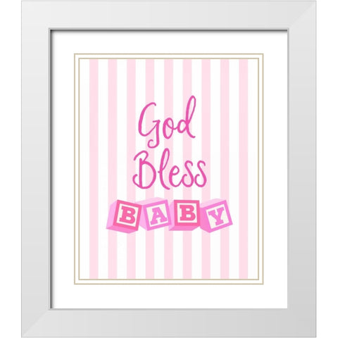 God Bless Baby White Modern Wood Framed Art Print with Double Matting by Dos Santos, Bella