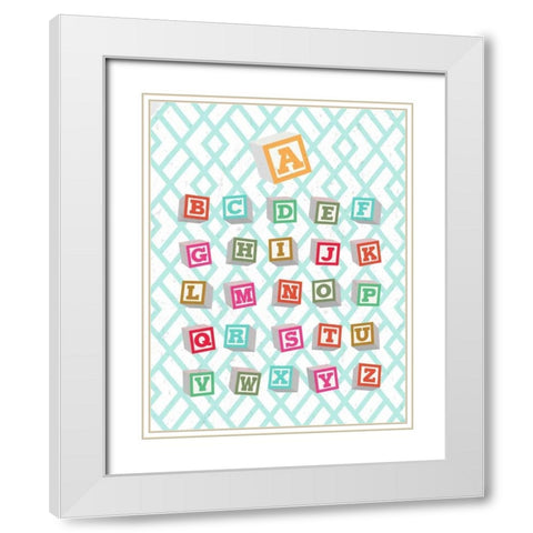 Alphabet Blocks White Modern Wood Framed Art Print with Double Matting by Dos Santos, Bella