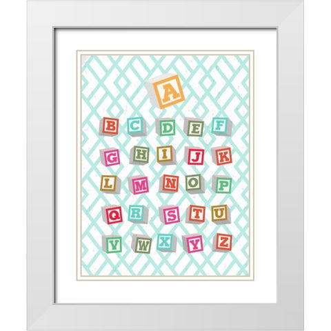 Alphabet Blocks White Modern Wood Framed Art Print with Double Matting by Dos Santos, Bella