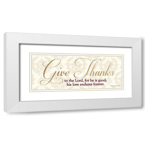 GIVE THANKS White Modern Wood Framed Art Print with Double Matting by Dos Santos, Bella