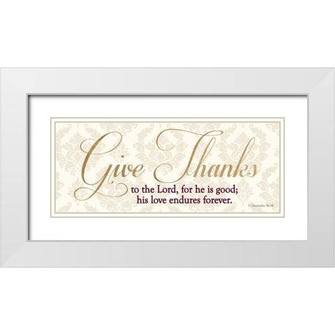 GIVE THANKS White Modern Wood Framed Art Print with Double Matting by Dos Santos, Bella