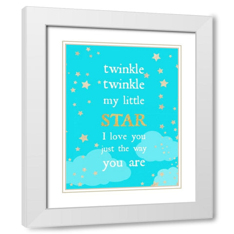 Twinkle Twinkle White Modern Wood Framed Art Print with Double Matting by Dos Santos, Bella