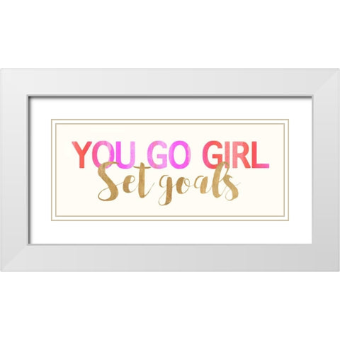 Set Goals White Modern Wood Framed Art Print with Double Matting by Dos Santos, Bella