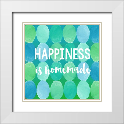 Happiness IS Homemade White Modern Wood Framed Art Print with Double Matting by Dos Santos, Bella