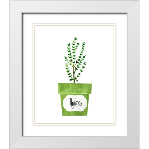 Thyme Pot White Modern Wood Framed Art Print with Double Matting by Dos Santos, Bella