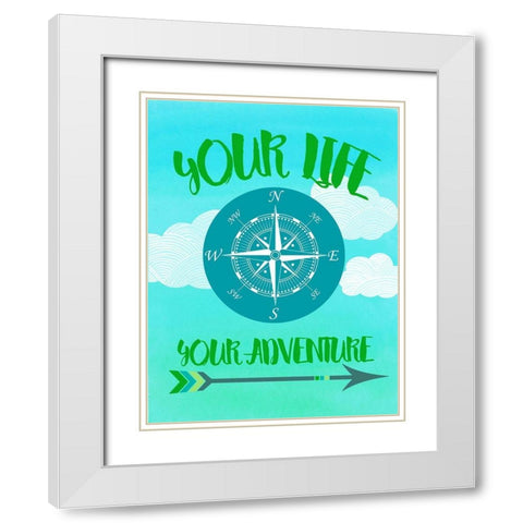 Your Adventure White Modern Wood Framed Art Print with Double Matting by Dos Santos, Bella