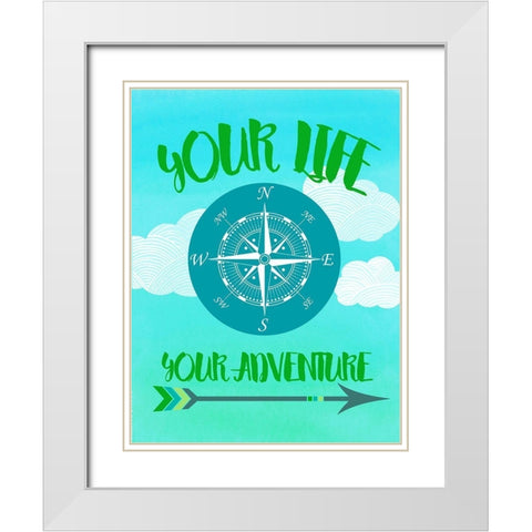 Your Adventure White Modern Wood Framed Art Print with Double Matting by Dos Santos, Bella