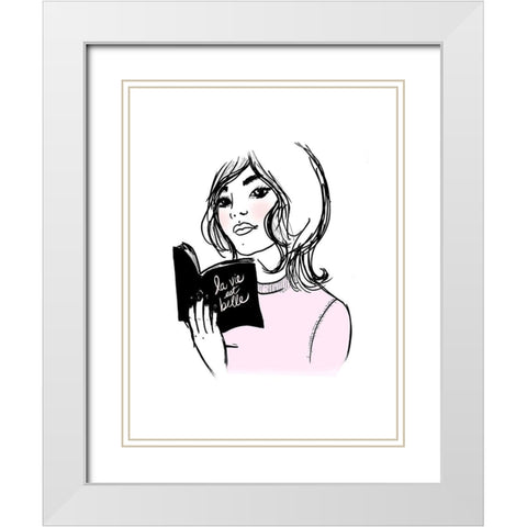 Bookish White Modern Wood Framed Art Print with Double Matting by Dos Santos, Bella