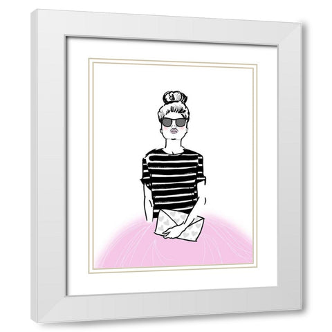 Pretty In Pink White Modern Wood Framed Art Print with Double Matting by Dos Santos, Bella