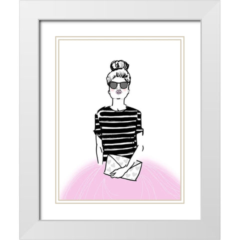 Pretty In Pink White Modern Wood Framed Art Print with Double Matting by Dos Santos, Bella