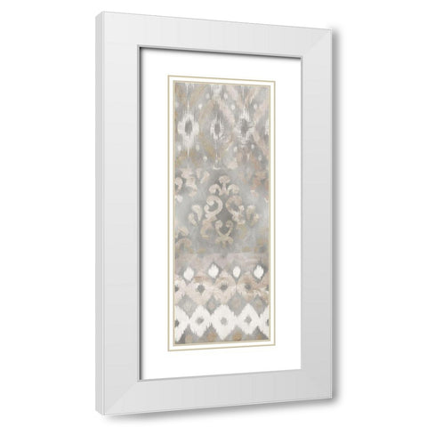 Silk Ikat Panel 3 White Modern Wood Framed Art Print with Double Matting by Dos Santos, Bella