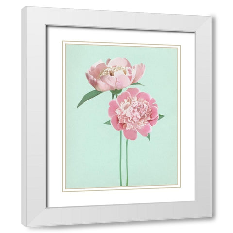 SummerPeonies White Modern Wood Framed Art Print with Double Matting by Dos Santos, Bella