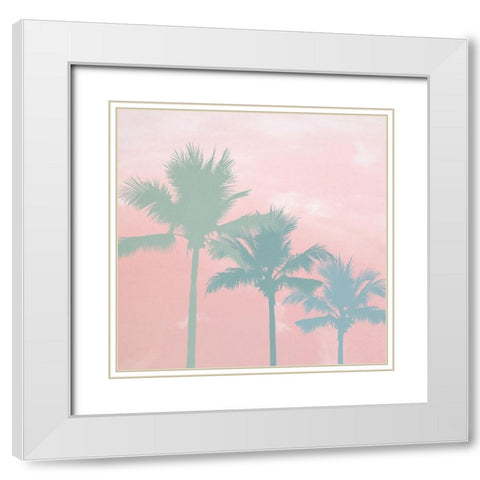 Sunset Palm Trees White Modern Wood Framed Art Print with Double Matting by Dos Santos, Bella