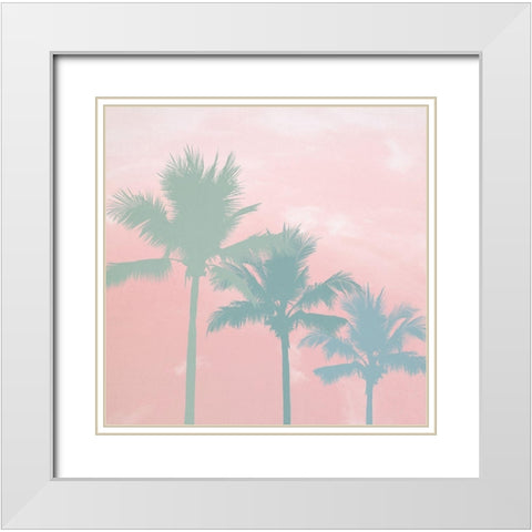 Sunset Palm Trees White Modern Wood Framed Art Print with Double Matting by Dos Santos, Bella