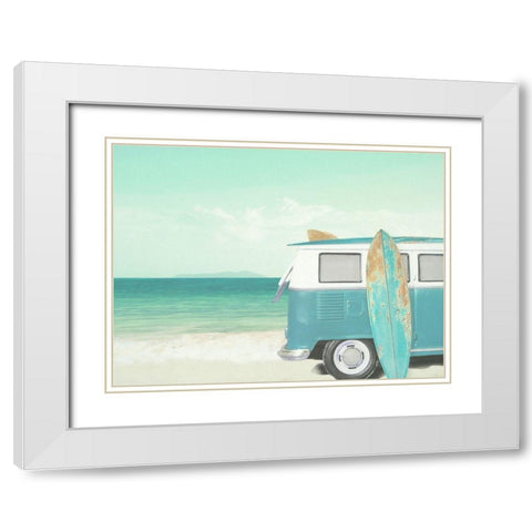 Surfs up White Modern Wood Framed Art Print with Double Matting by Dos Santos, Bella