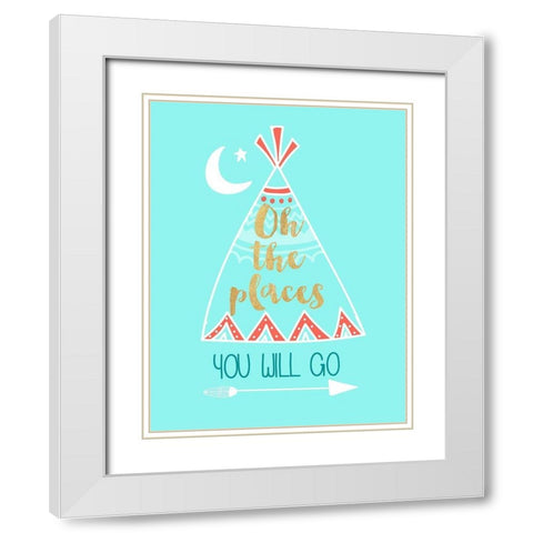 Oh The Places You Will Go White Modern Wood Framed Art Print with Double Matting by Dos Santos, Bella