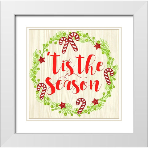 Tis The Season White Modern Wood Framed Art Print with Double Matting by Dos Santos, Bella