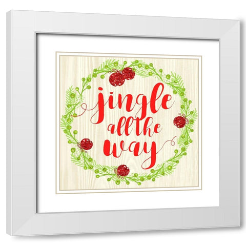 Jingle All The Way White Modern Wood Framed Art Print with Double Matting by Dos Santos, Bella