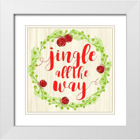 Jingle All The Way White Modern Wood Framed Art Print with Double Matting by Dos Santos, Bella