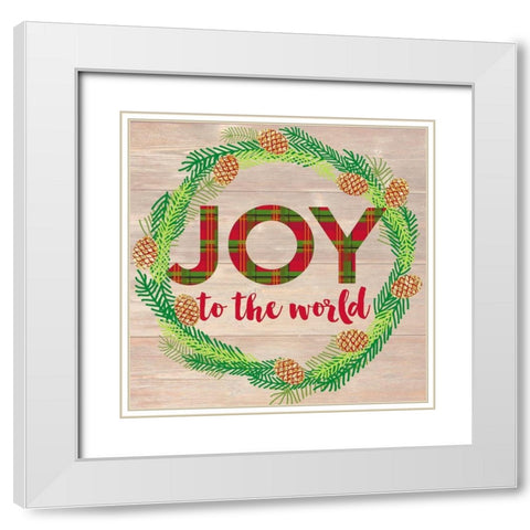 Joy To The World White Modern Wood Framed Art Print with Double Matting by Dos Santos, Bella