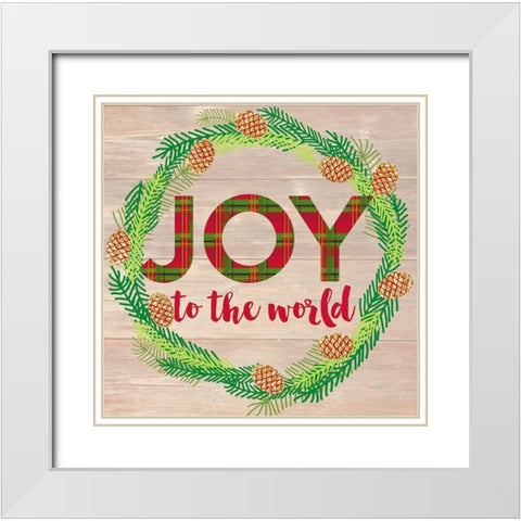 Joy To The World White Modern Wood Framed Art Print with Double Matting by Dos Santos, Bella