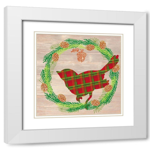 Plaid Cardinal White Modern Wood Framed Art Print with Double Matting by Dos Santos, Bella